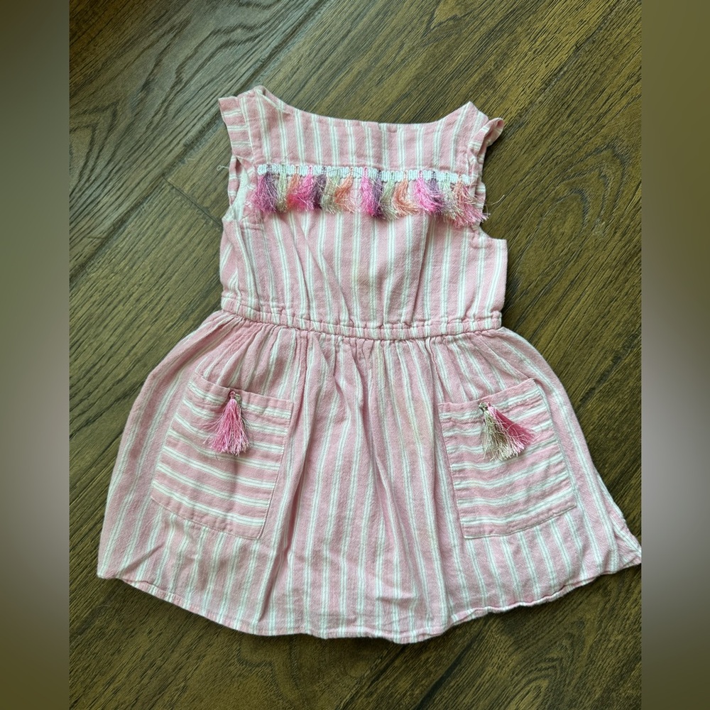 Pink Striped Kids Casual Dress